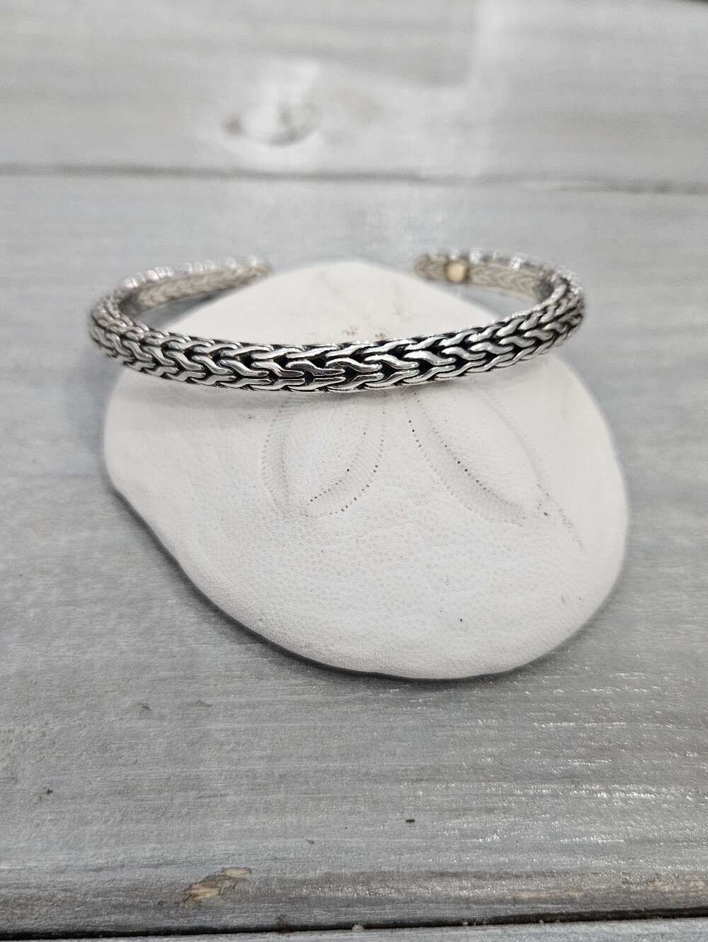 John Hardy Sterling Braided Cuff Signed Size M